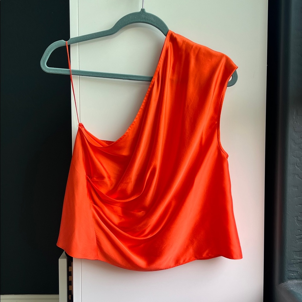Michelle mason Vibrant Orange Asymmetrical Top.